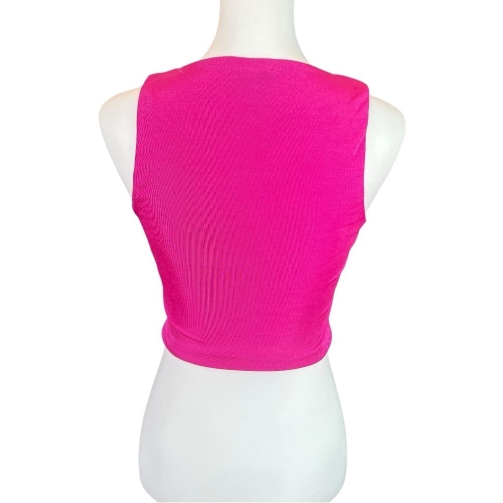 NWOT N BY NAKED WARDROBE Shirred Crop Top in Fuchsia SZ M - Picture 4 of 6